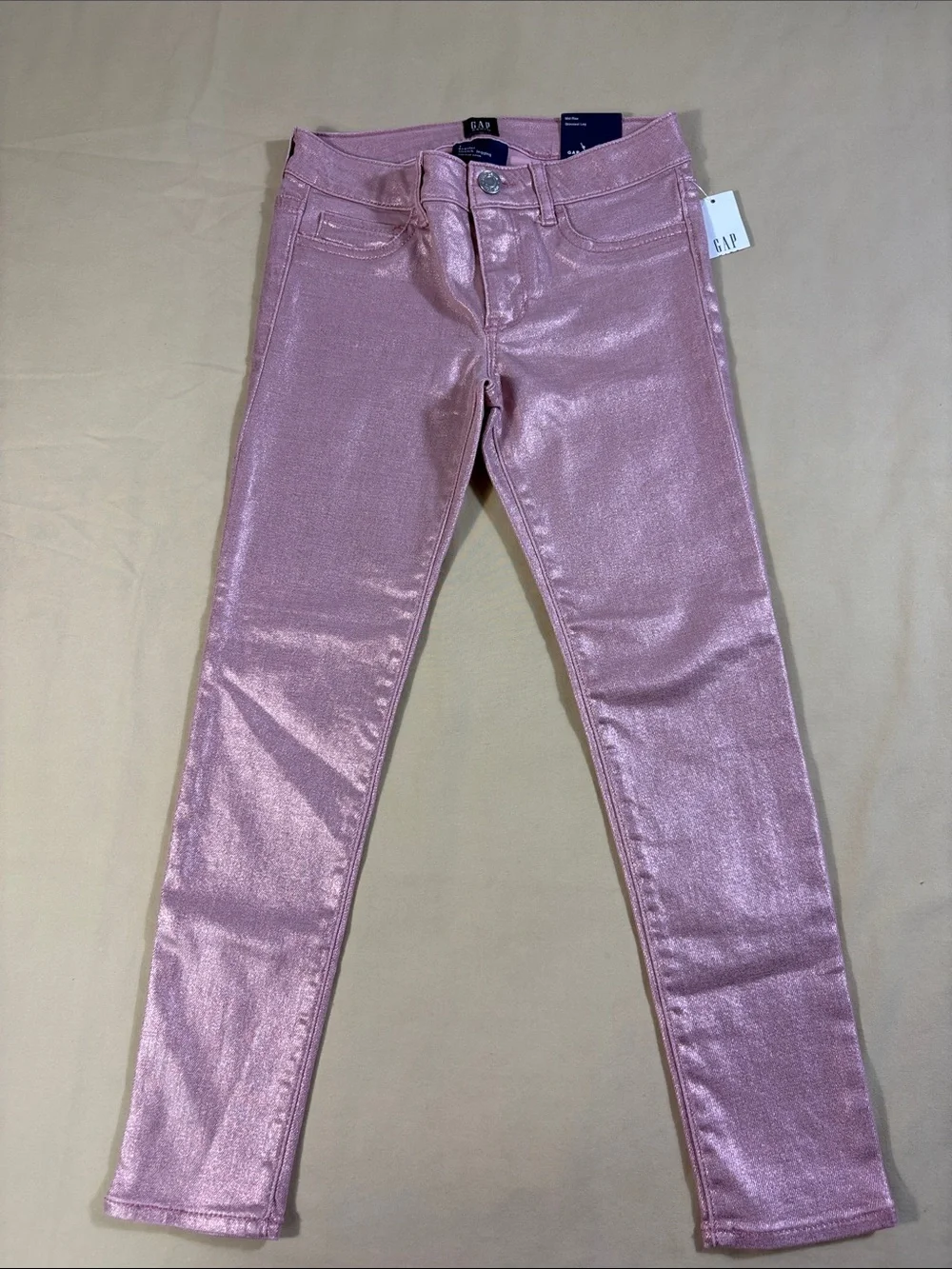 Gap Kids Girls Pink Metallic Coated High Stretch Jegging Size 7 Regular NWT